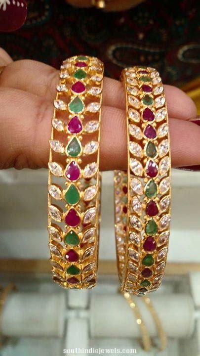 Gold Stone Bangle South India Jewels