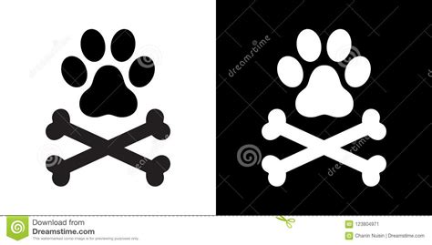 Dog Paw Vector Crossbones Pirate Icon Dog Bone Illustration Logo Stock