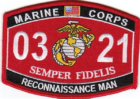 Usmc Reconnaissance Man 0321 Mos Military Patch Semper Fidelis