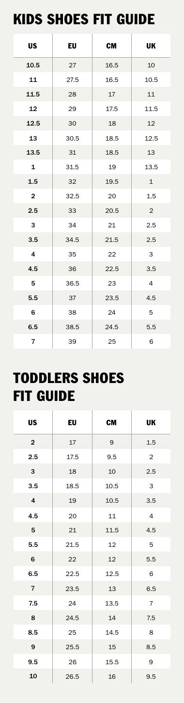 Buy Vans Kid Size Chart In Stock