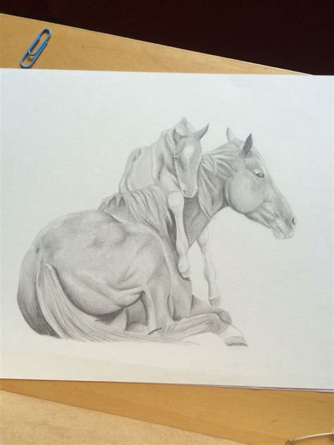 Mare And Foal Graphite Drawing Pencil Drawing Love This Graphite