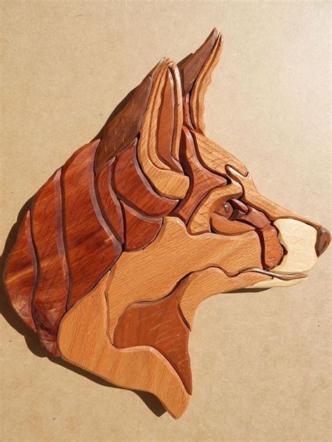 Red Fox Wood Intarsia Wall Hanging Handcrafted Scroll Saw Art Red Fox