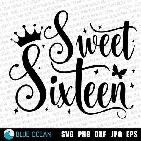 Sweet Sixteen Svg Sweet 16 Svg 16th Birthday Svg Birthday Etsy