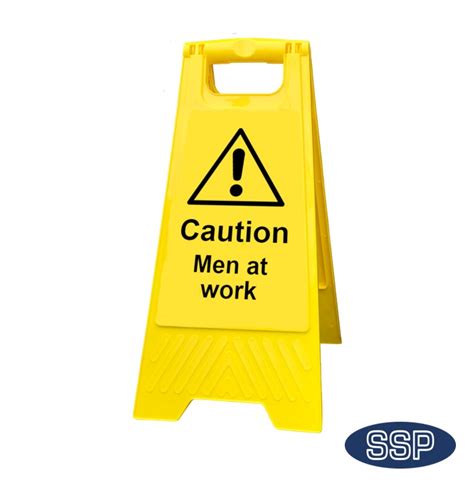 Yellow Folding A Board Men At Work Sign