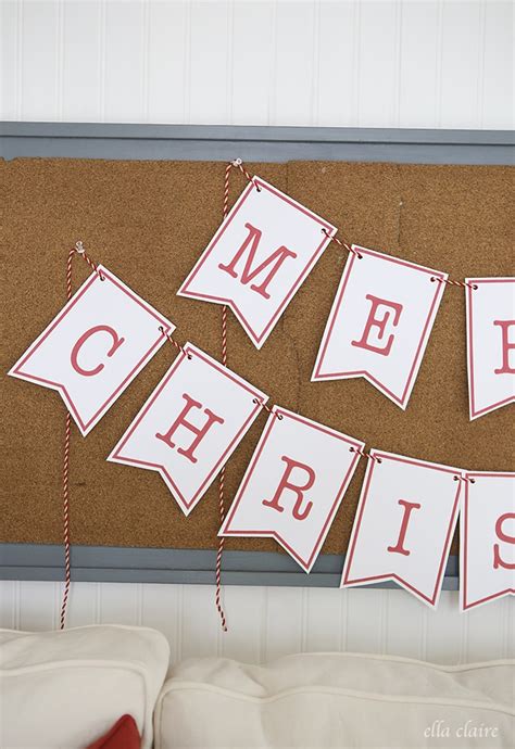 Merry Christmas Banner Free Printable Ella Claire And Co