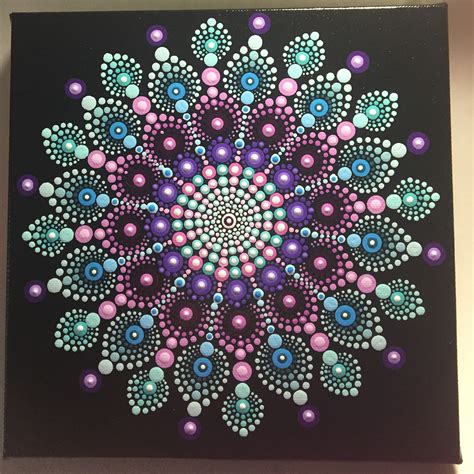 Hand Painted Mandala On Canvas Dot Art Painting Pebble Painting