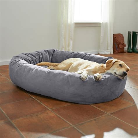 Frisco Velvet Round Bolster Dog Bed Wremovable Cover Gray Xx Large