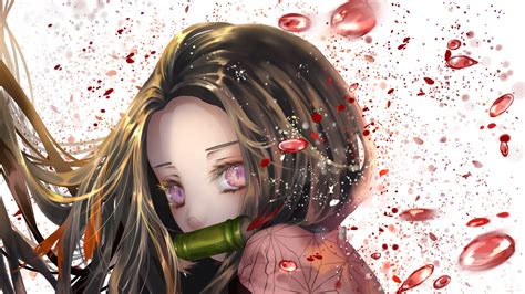 Demon Slayer Nezuko Kamado With Background Of White And Red Dots 4k Hd