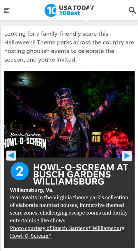 Howl O Scream Bgw Earns 2nd Place In Usa Todays 10best Readers