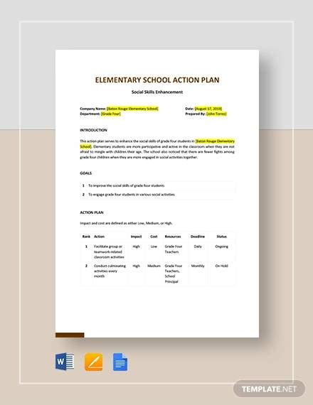 Free 8 Sample School Action Plan Templates In Ms Word Pdf