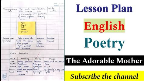 Lesson Plan English Poetry Topic The Adorable Mother Youtube