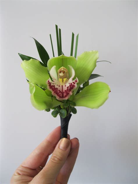 Green Cymbidium Orchid Boutonniere Orchid Boutonniere Green Orchid