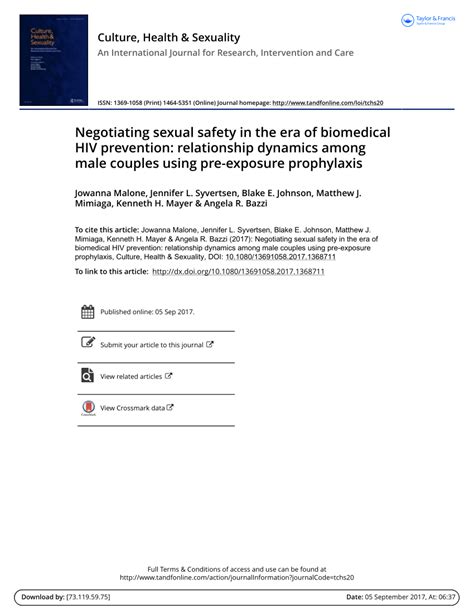 Pdf Negotiating Sexual Safety In The Era Of Biomedical Hiv Prevention Relationship Dynamics