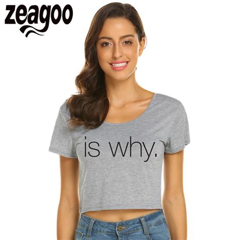 Zeagoo Solid Casual O Neck Short Sleeve Women Exposed Navel T Shirt Is
