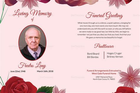 Memorable Funeral Greeting Card Template In Adobe Photoshop Microsoft Word