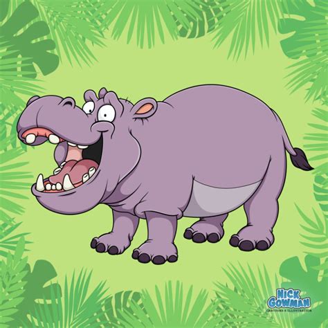 Cartoon Hippo Cute Cartoon Hippopotamus Character