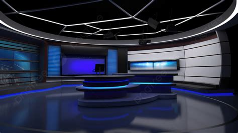 Illustrated 3d Virtual Studio For News Broadcasting Background News
