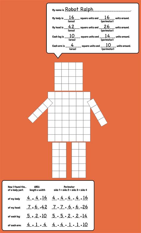 Measuring area and perimeter of complex shapes. Area and Perimeter Robots | Area, perimeter, Math lessons ...