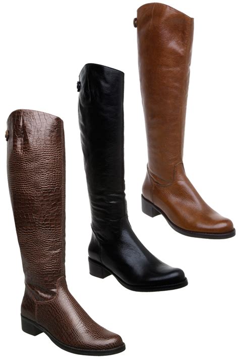 New Dune Womens Milton D Ladies Leather Low Heel Long Riding Boots Size