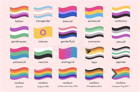 Banderas Del Orgullo De Identidad Sexual Conjunto De Símbolos Lgbt