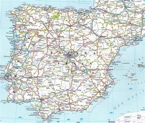 Kaart Van Spanje Offline Kaart En Gedetailleerde Kaart Van Spanje