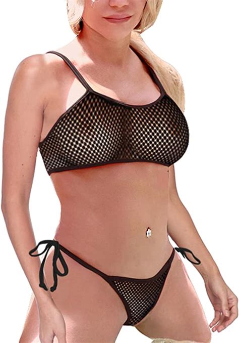 Amazon Com Sherrylo Fishnet Bikini Sheer Mini Micro Bikinis See Thru