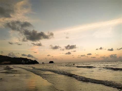Sunset Over The Sea Andaman Ocean In Evening Sandy Beach