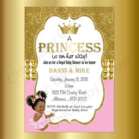 Little Princess Invitation Pink Gold Princess Baby Shower