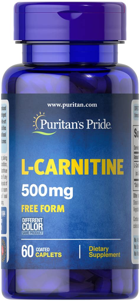 L Carnitine 500 Mg 60 Caplets L Carnitine Supplements Puritans Pride