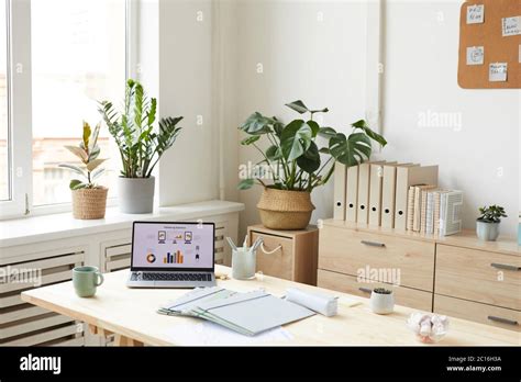 Background Image Of Cozy Home Office Workplace With Minimal And Natural