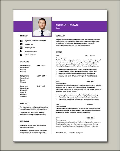 Two years of experience in business… what kind of. Cook CV template, job description, chef jobs, CV example ...