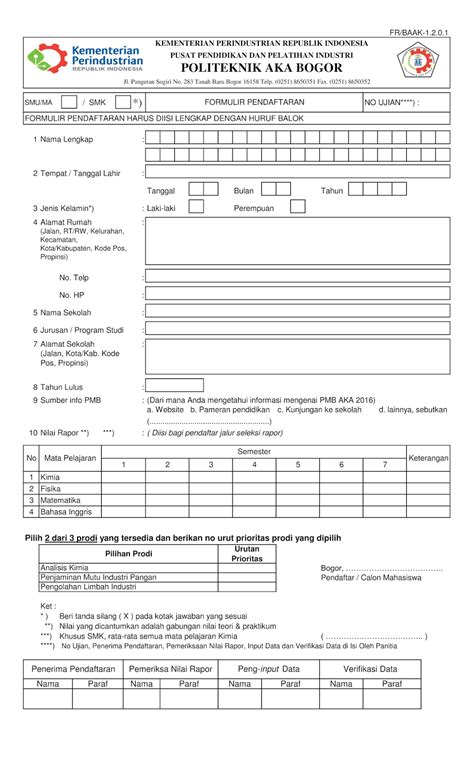[ jabatan yang di inginkan   tata cara pembayaran formulir pendaftaran melalui.tata cara. RESMI Penerimaan Mahasiswa Baru Politeknik AKA Bogor Jalur Ujian Masuk Tahun 2017/2018 ...