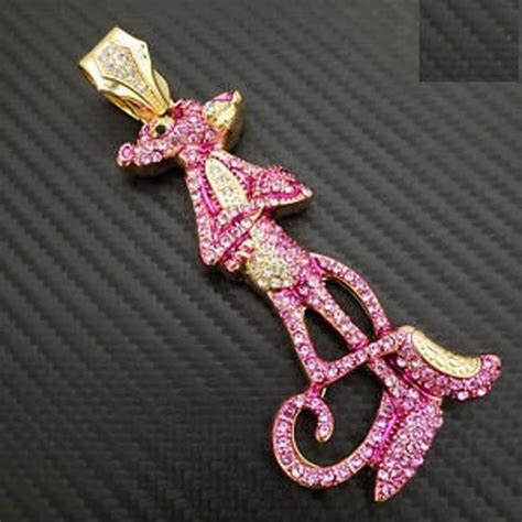 14k Gold Over Pink Panther Diamond Pendant Panther Custom Etsy