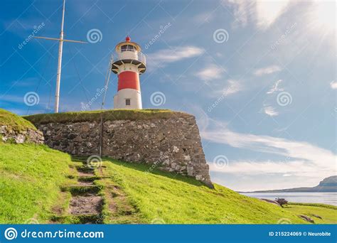 Old Lighthouse And Fortress In The Harbor Of Torshavn The Capital Of