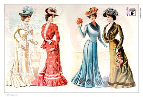 1900s fashion. Women's skirts, blouses and hats in 1901 - Fashion Pictures
