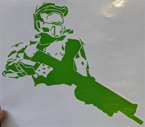 Halo Inspired Master Chief With Gun Silhouette Vinyl Decal Ebay