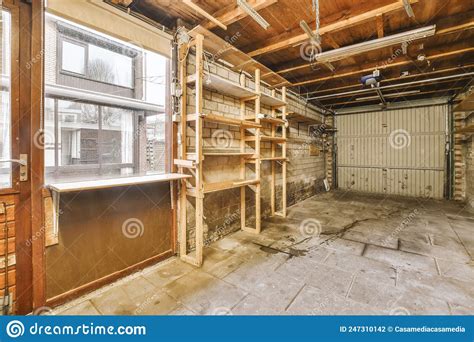Spacious Garage With Brick Walls Stock Photo Image Of Indoor Brick
