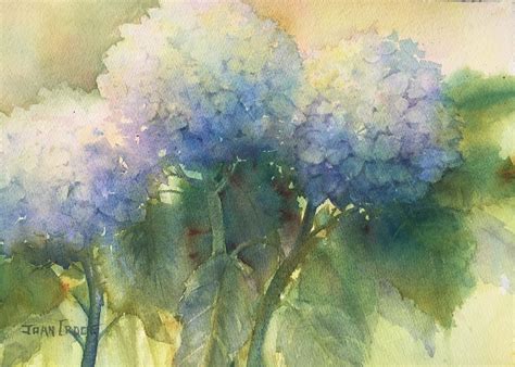 Hydrangeas In Transparent Watercolor Done In A Negative Painting