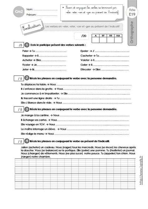 Exercices Cm2 Verbes En Eler Eter