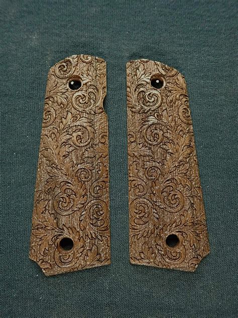 Walnut Floral Scroll Grips Compatiblereplacement For Browning 1911 22