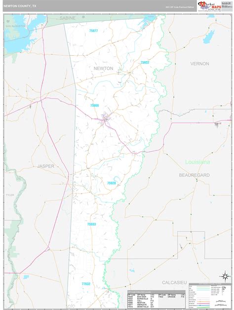 Newton County Tx Wall Map Premium Style By Marketmaps
