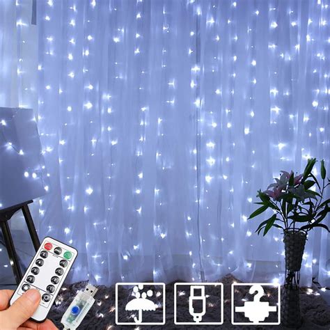 Curtain Fairy Lights 3m×3m 300led String Lights With 8 Modes Remote