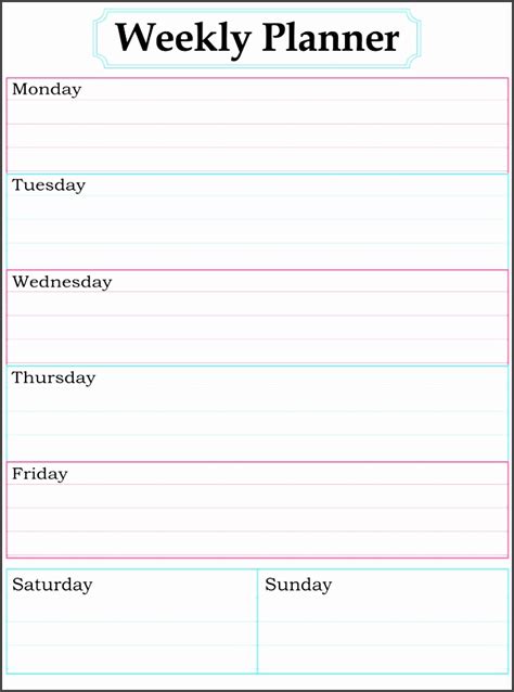 Editable Daily Schedule Template Bmrety