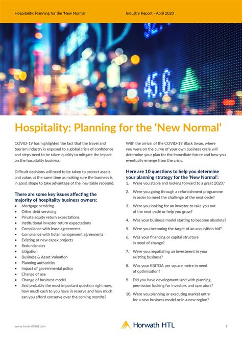 Industry Report Hospitality Planning For The New Normal