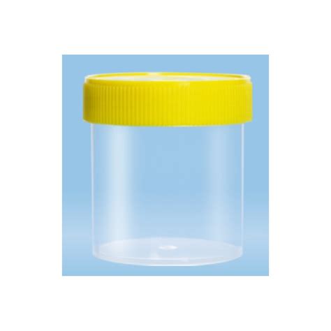 250ml Sarstedt Containers Flat Bottom With Label 70x78mm Yellow Cap