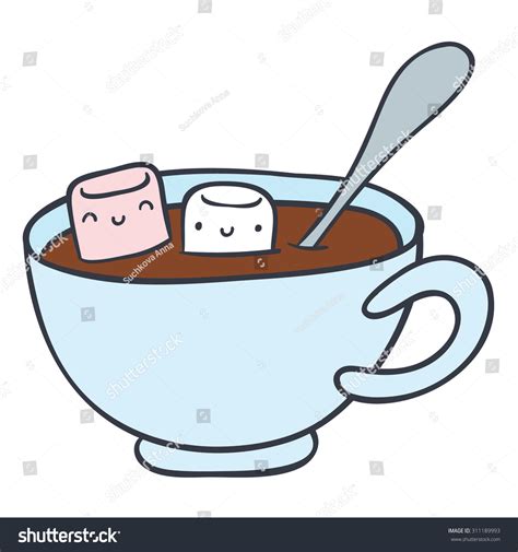 Cartoon Cup Hot Chocolate Smiling Marshmallows Stock Vector 311189993