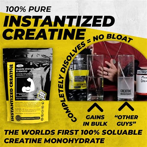 Buy Gains In Bulk Creatine Monohydrate Powder Unflavored 100 Soluble Instantized Creatine For