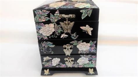 Mother Of Pearl Jewelry Box Inlaid Jewelry Box 3 Drawers Etsy In 2021