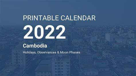 Printable Calendar 2022 For Cambodia Pdf