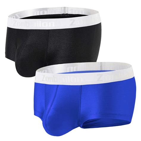 Buy Zonbailonmen S Sexy Underwear Bulge Pouch Ice Silk Underpants Low Rise Trunks Short Leg